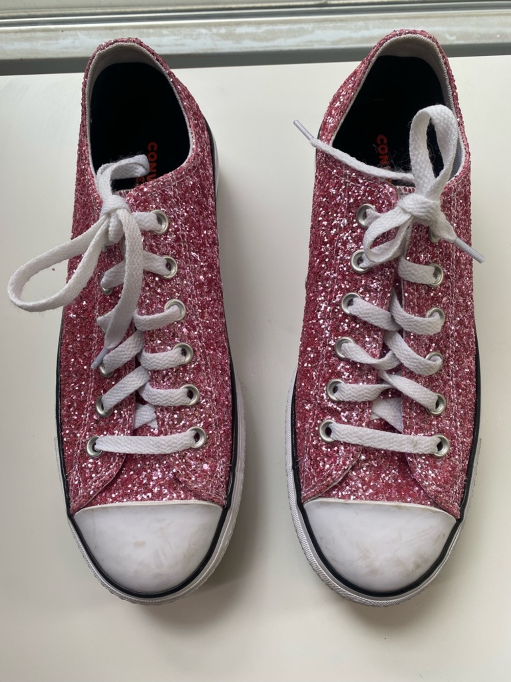 Pink Glitter Low-Top Platform Sneakers